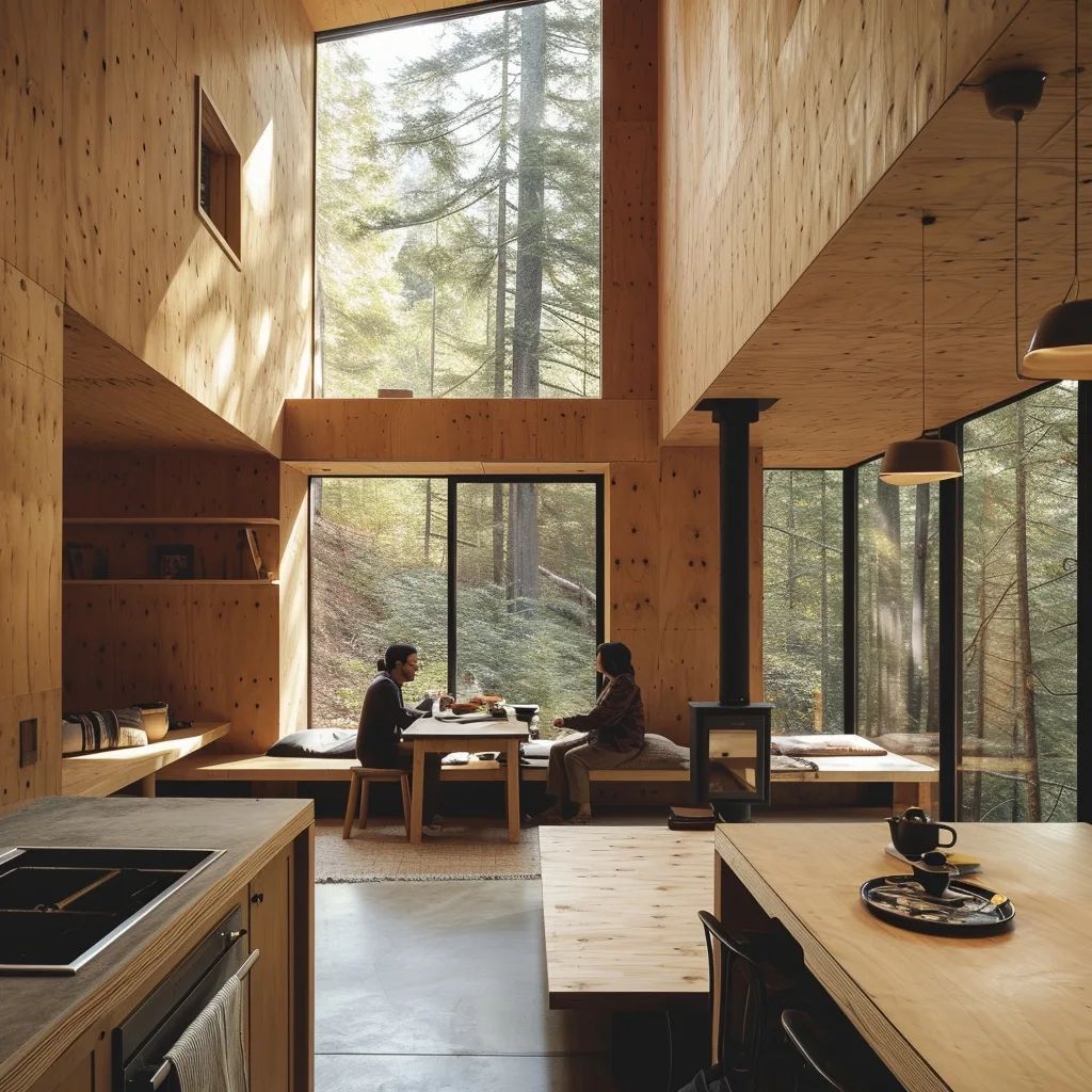 Heigh Ceiling Stack Effect and Lighting in Cabin